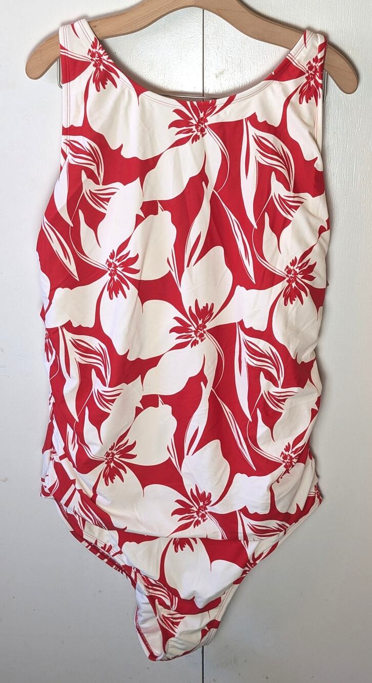 Shade & Shore Red & White Floral Swimsuit Size 24